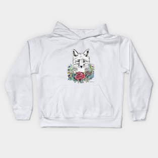 Fox with flowers Kids Hoodie